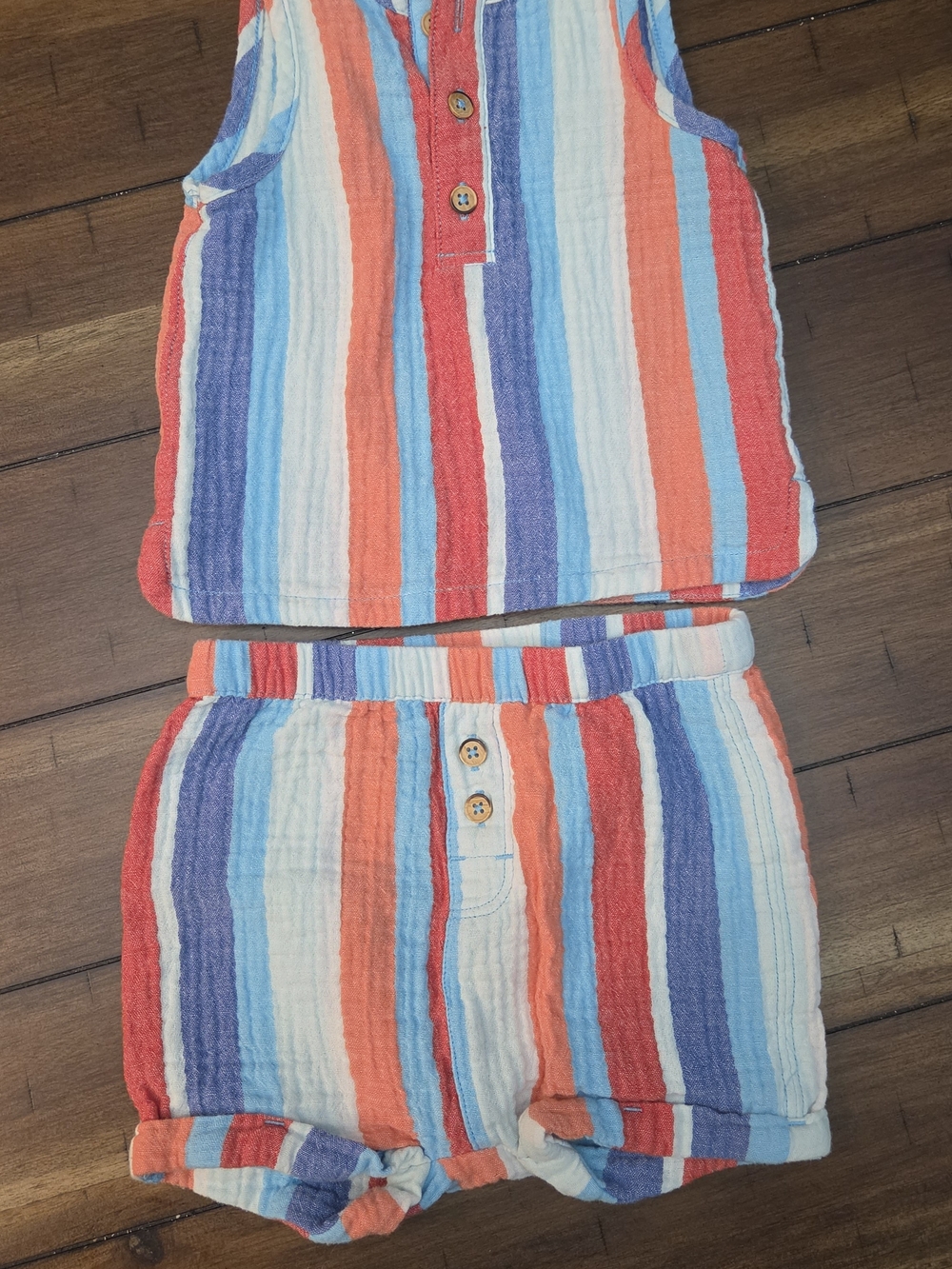 Cat & Jack Multicolor Striped Cotton-Blend Shorts Set